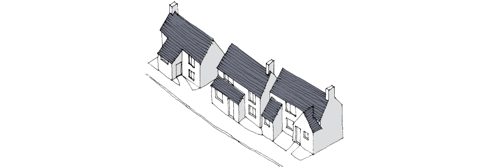 Ancillary accommodation in front of the house damages its relationship with the street