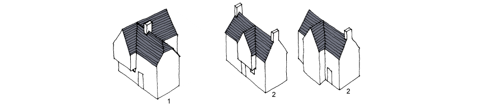 Shallow projecting gables (2) should be avoided unless forming part of a fully articulated cross wing (1).