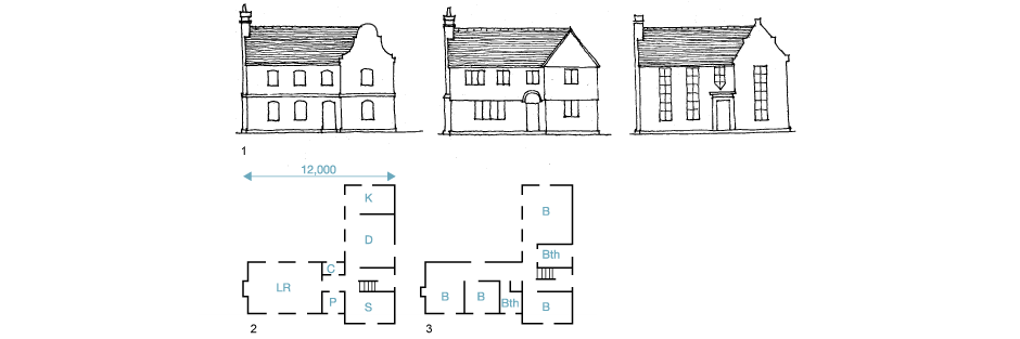 1. Front elevations 2. Ground-floor 3. First-floor