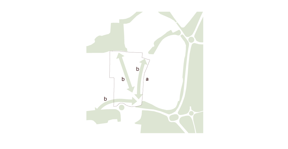 <p>a. Site </p><p>b. Potential green corridors</p>