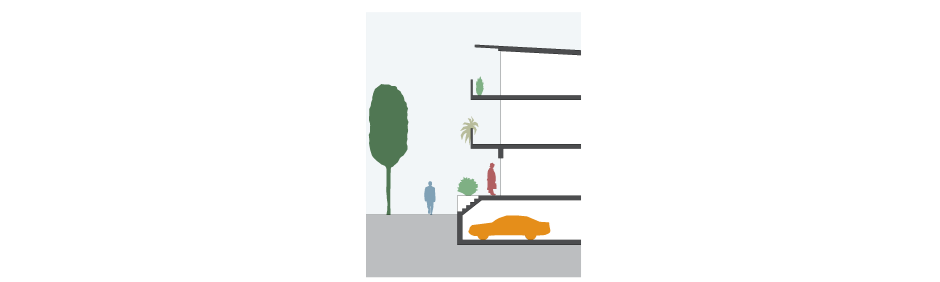 Partial underground parking with raised ground floor