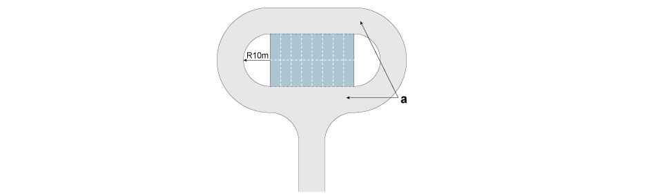 Turning loop incorporating car parking spaces a. 6m width