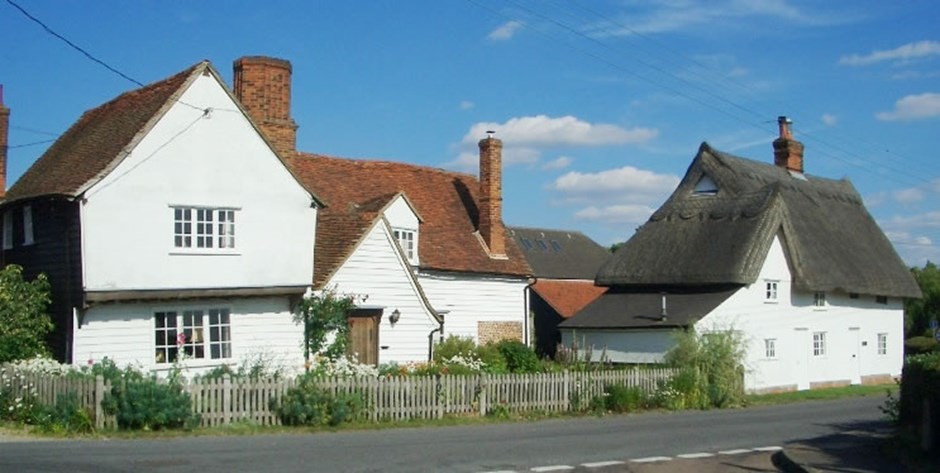Low density housing with a varied roof form provides visual interest in Little Dunmow.