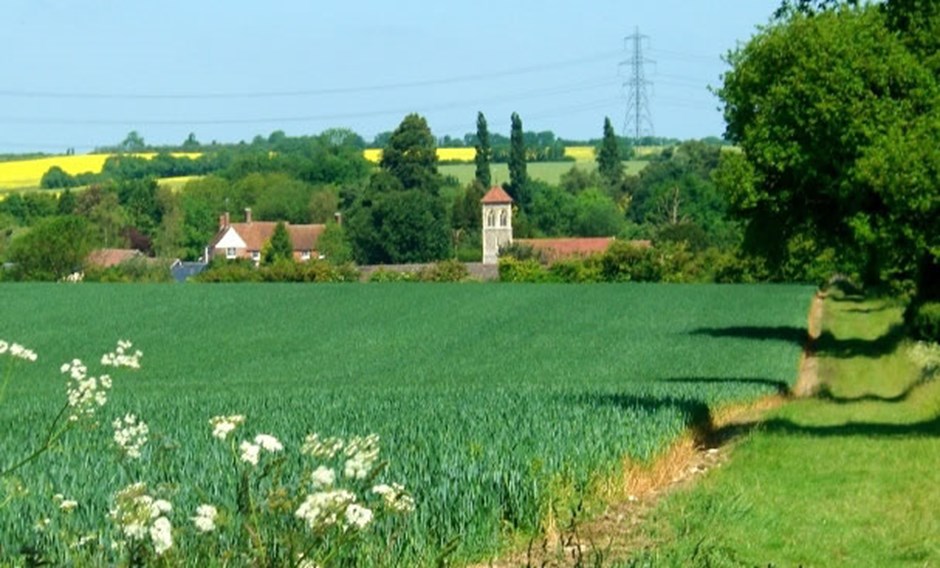 Views of churches such as Wicken Bonhunt are often key navigating features within the rural landscape