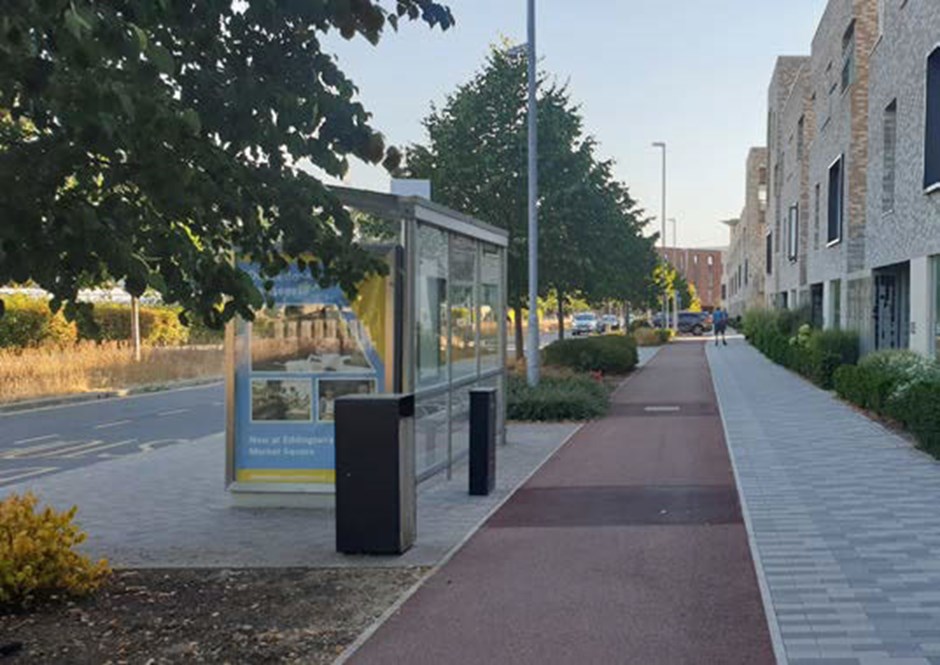 Bus stops provided with suitable space to safely embark / disembark and wait safely adjacent to cycleway.