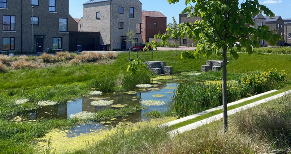 Ecological habitats should be functional and well-designed within schemes such as here in Marleigh Avenue, Cambridge.