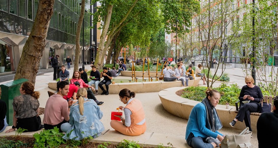 Alfred Place Gardens in London, encourages socialising and a number of opportunities for play.
