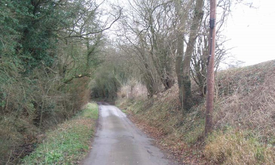 Deeply sunken lane on Cock Lane, Clavering.