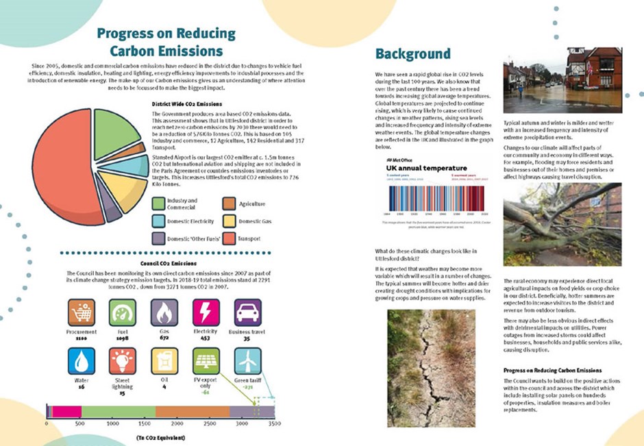 The Uttlesford Climate Emergency Strategy outlines the council’s approach to energy use and reducing emissions.