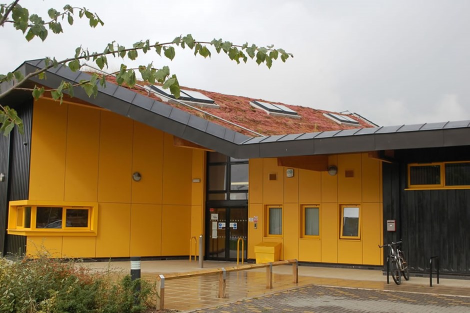 Green roof in Broughton, Milton Keynes is an effective strategy to reduce surface runoff and recycle rainwater.