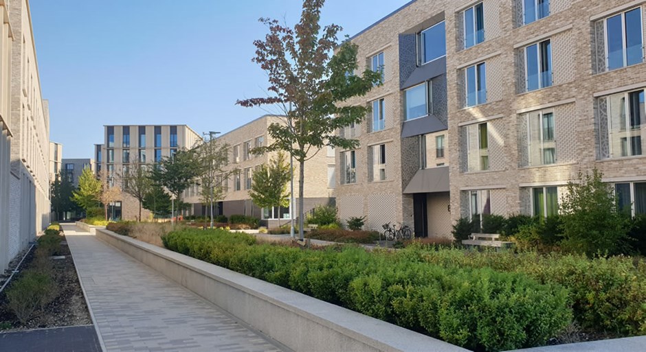 People, cyclists and wildlife share green corridors in Eddington creating a safe, and equal relationship between visitors and the public space.