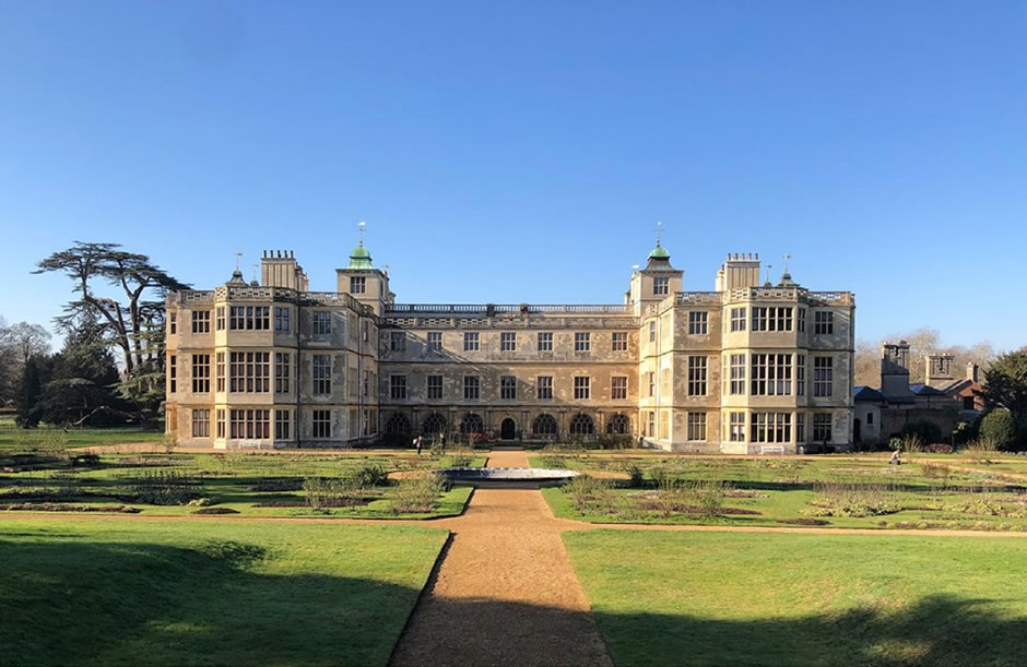 Symmetrical form and layout at Audley End house, a 17th Century manor outside of Saffron Walden.